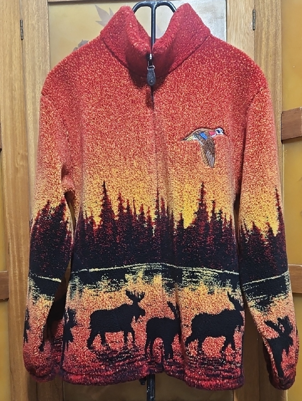 VTG 90s Milton Funwear Canadian Fleece Sunset Moose Mallard Duck Gorpcore